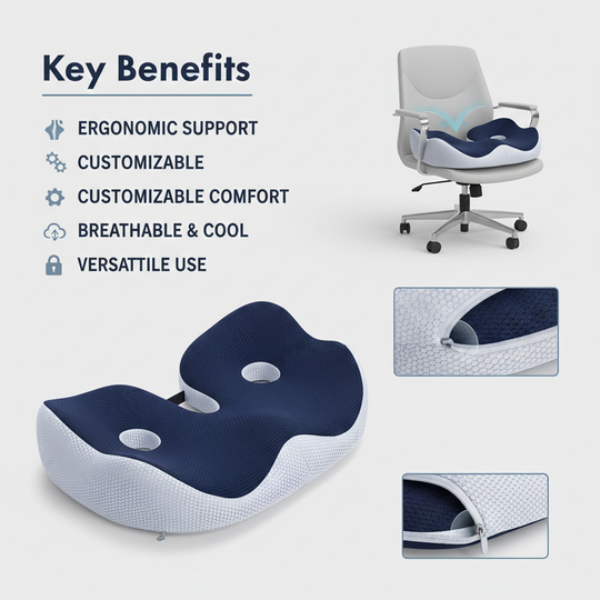 Seat Cushion - Adjustable Inserts - Memory Foam