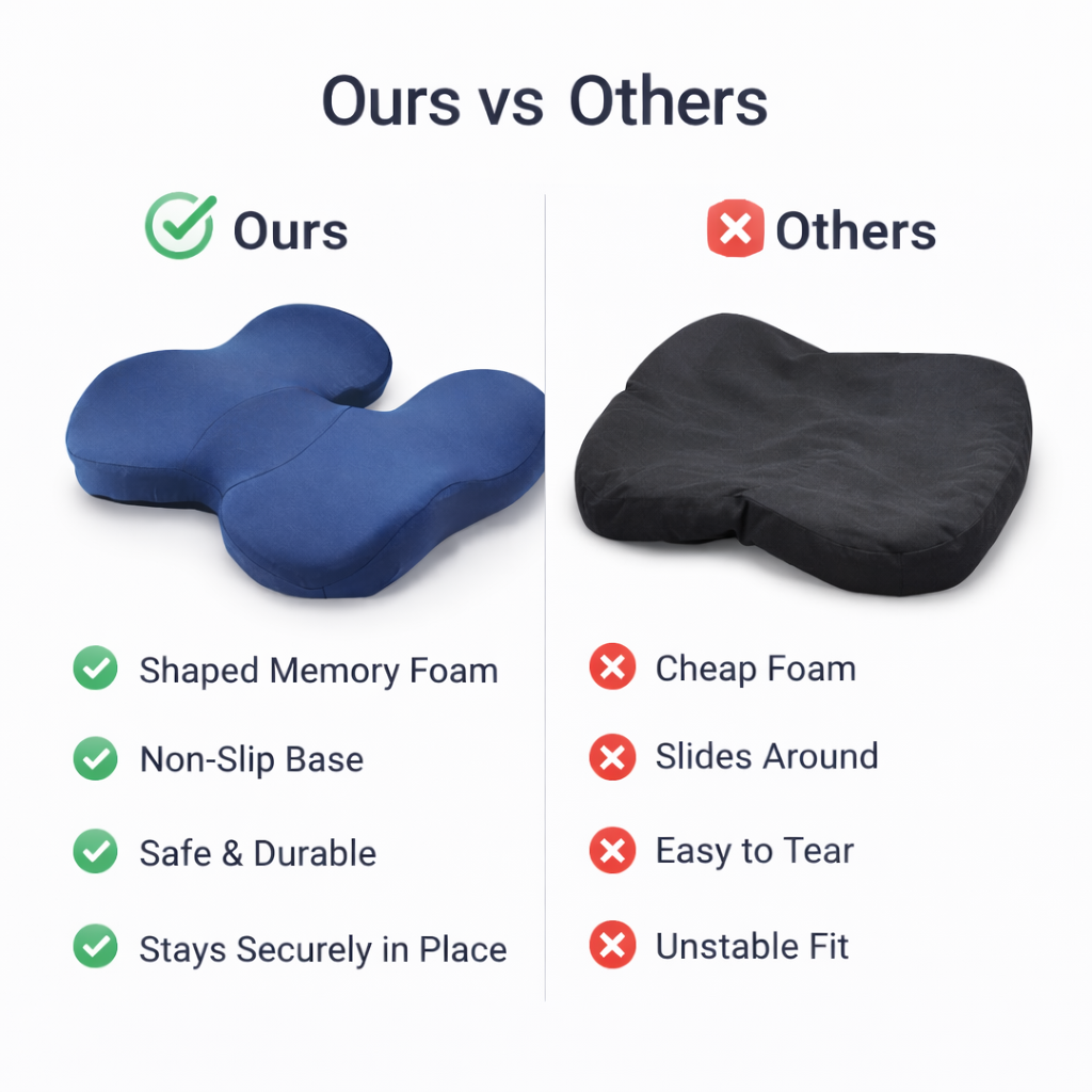 Seat Cushion - Memory Foam - Ergonomic Shape