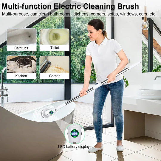 8-in-1 Multifunctional Electric Cleaning Brush - Wireless and Rotating for Bathroom, Kitchen, Windows, and Toilet