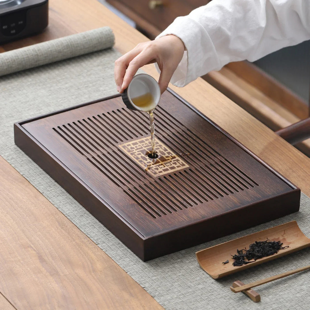 Chinese Tea Tray with Water Storage Box - Durable Simple Drainage Plate for Tea Serving in Teahouse, Home, or Office