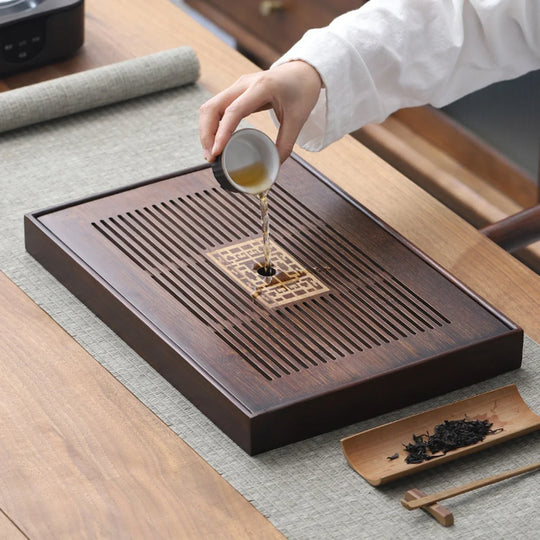 Chinese Tea Tray with Water Storage Box - Durable Simple Drainage Plate for Tea Serving in Teahouse, Home, or Office