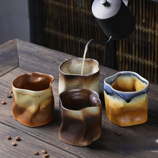 Irregular Twisted Shape Cup 9.47 Ounces/280 ml Ceramic Coffee Tea Cup Without Handle - Polychromatic Creative Ceramic Mugs - Retro Coffee Mugs