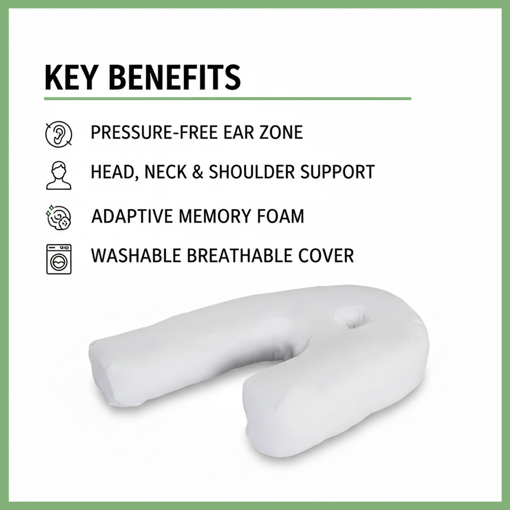 Side Sleeper Pillow - Ear Hole - Memory Foam