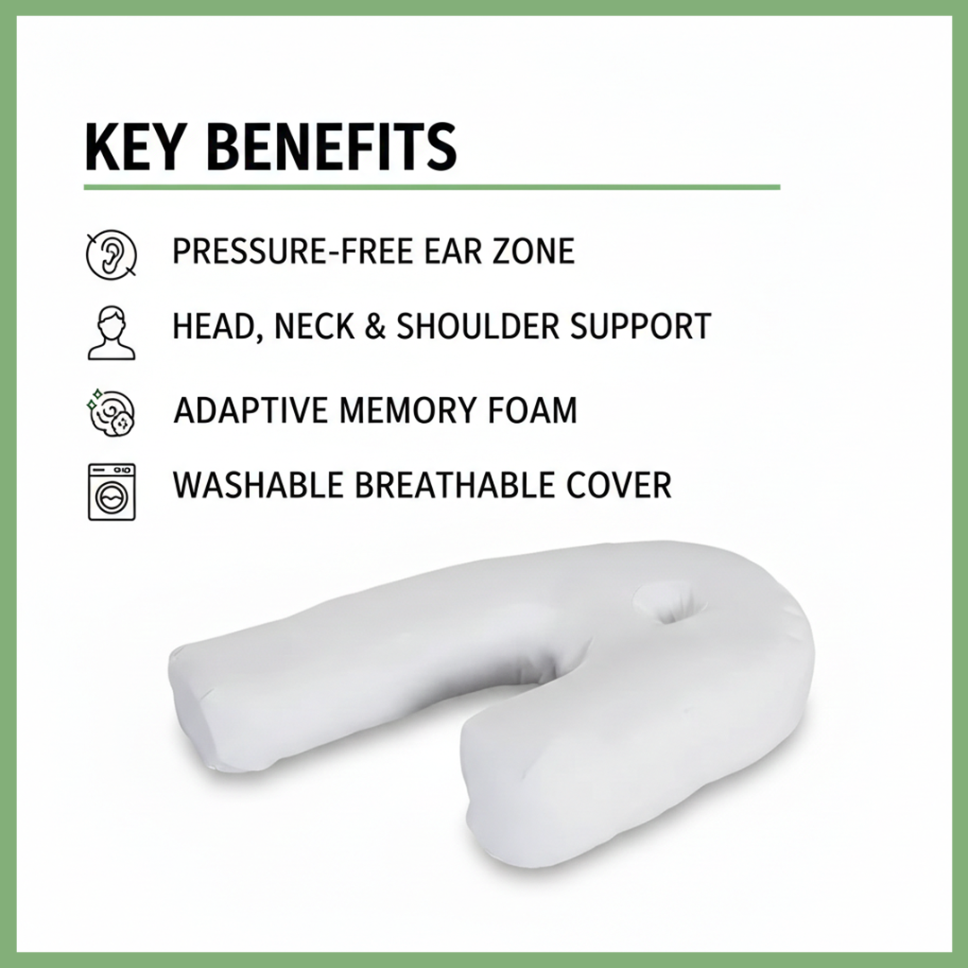 Side Sleeper Pillow - Ear Hole - Memory Foam