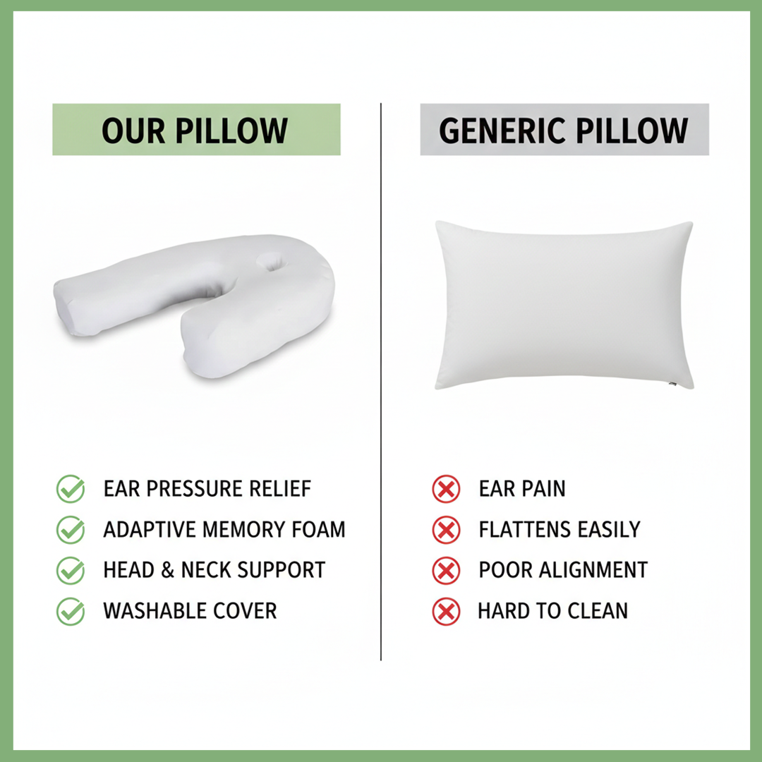 Side Sleeper Pillow - Ear Hole - Memory Foam