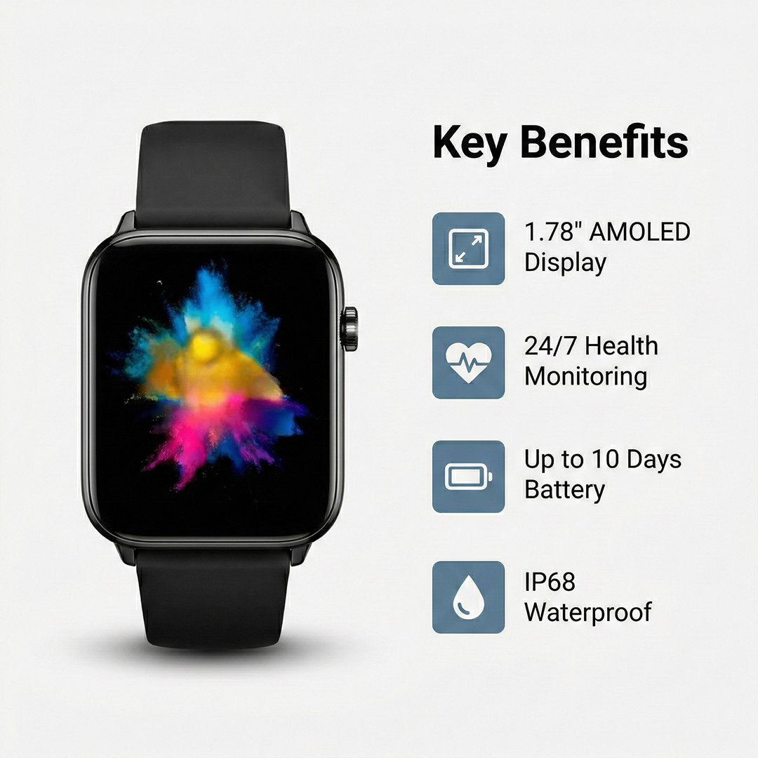 Smartwatch - AMOLED Display - Fitness Tracker