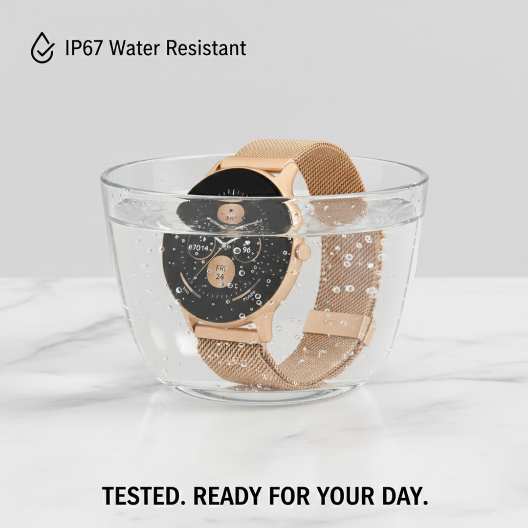 Smartwatch Fitness Tracker - Gold Mesh - Touchscreen