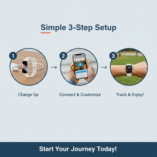 Smartwatch Fitness Tracker - Silicone Strap - Waterproof Design