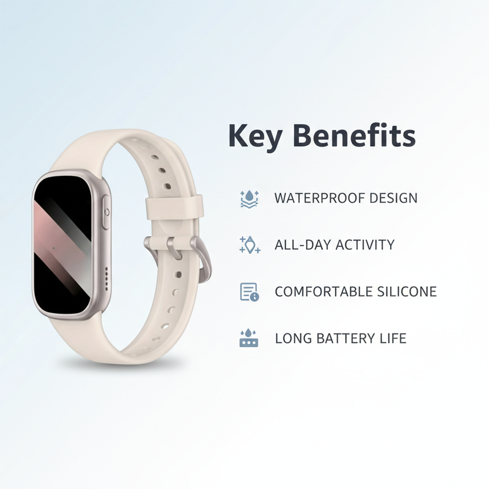 Smartwatch Fitness Tracker - Silicone Strap - Waterproof Design
