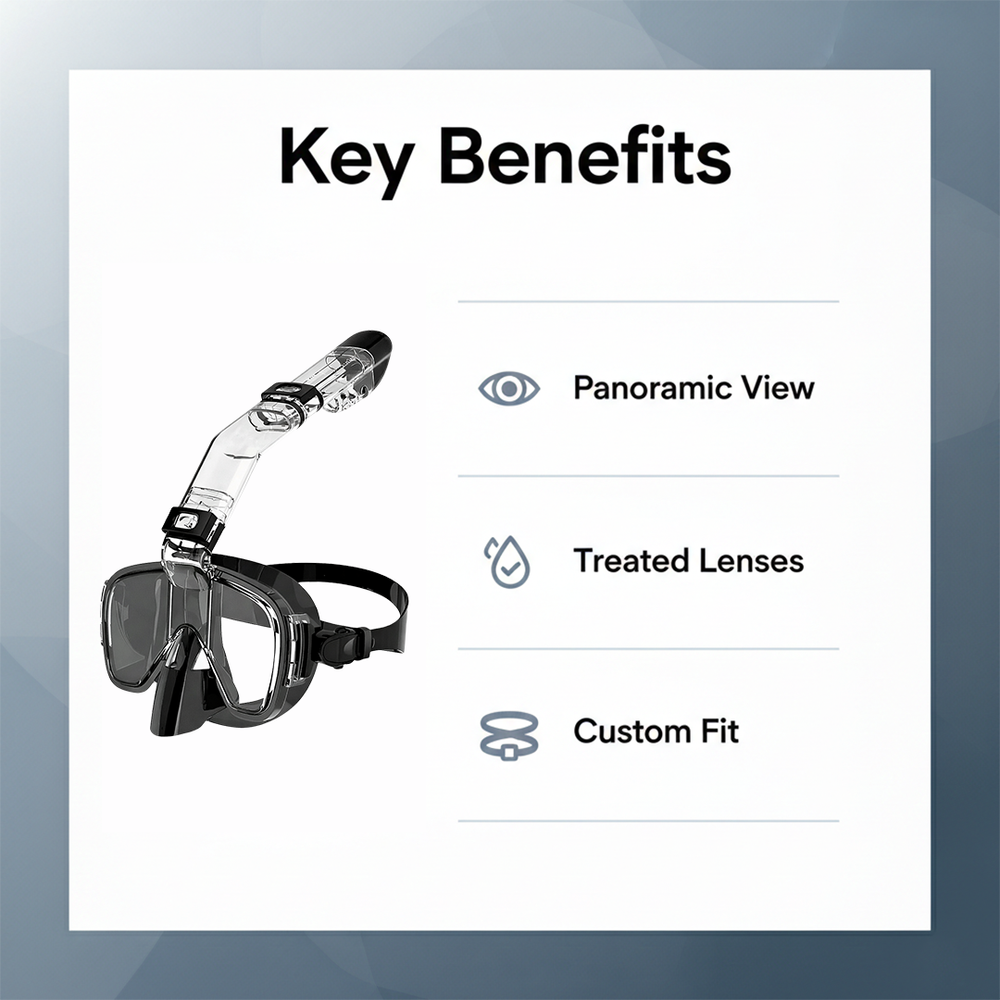 Snorkelling Mask - Top Tube - Adjustable Strap