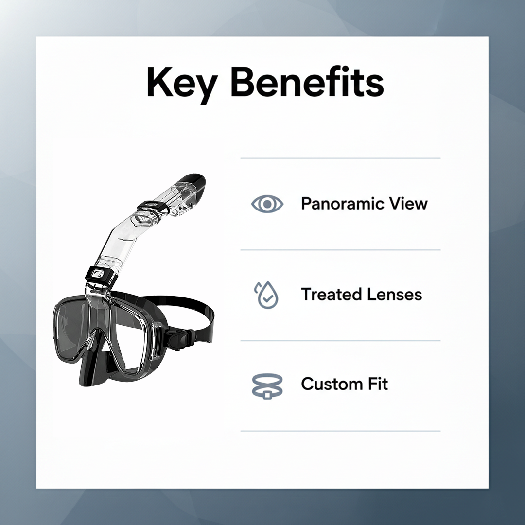 Snorkelling Mask - Top Tube - Adjustable Strap
