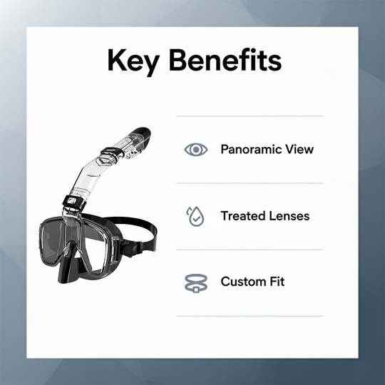 Snorkelling Mask - Top Tube - Adjustable Strap
