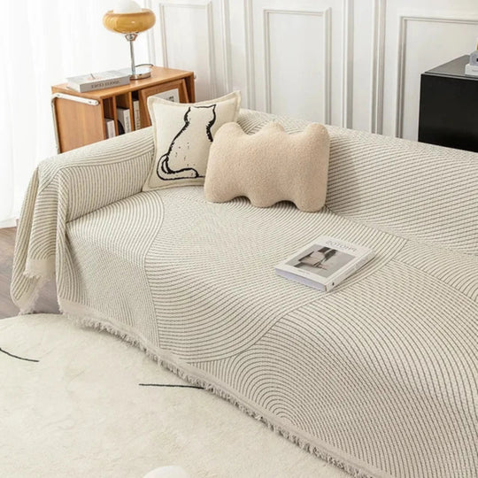 Sofa Throw Blanket - Scandinavian Design - Tassel Edge