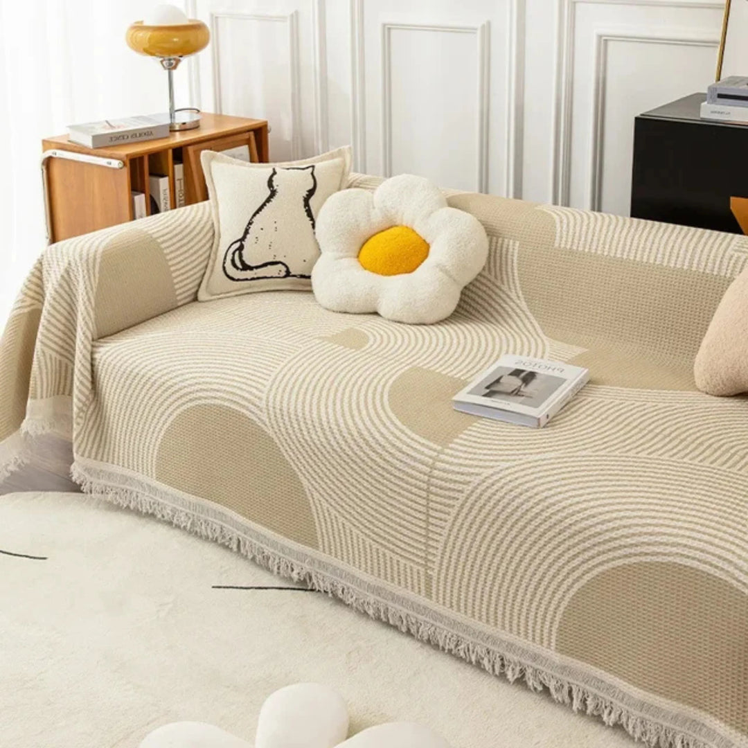 Sofa Throw Blanket - Scandinavian Design - Tassel Edge