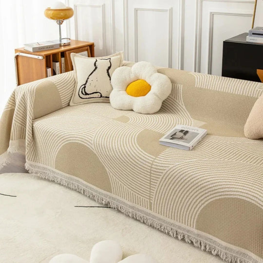 Sofa Throw Blanket - Scandinavian Design - Tassel Edge