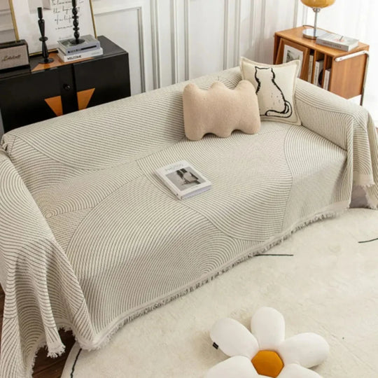 Sofa Throw Blanket - Scandinavian Design - Tassel Edge