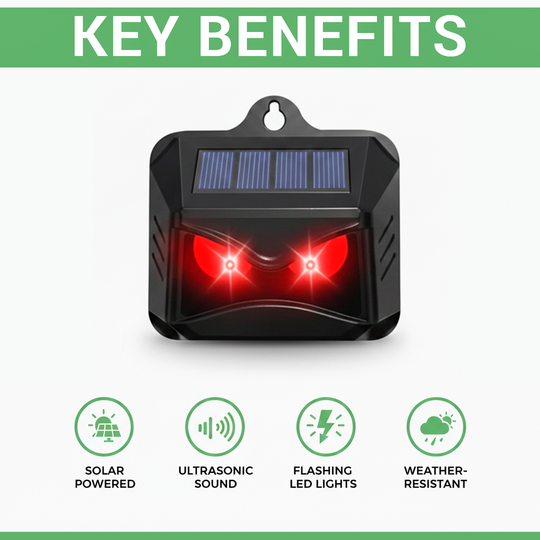 Solar Powered Ultrasonic Animal Repellent Set for Outdoor Area Protection