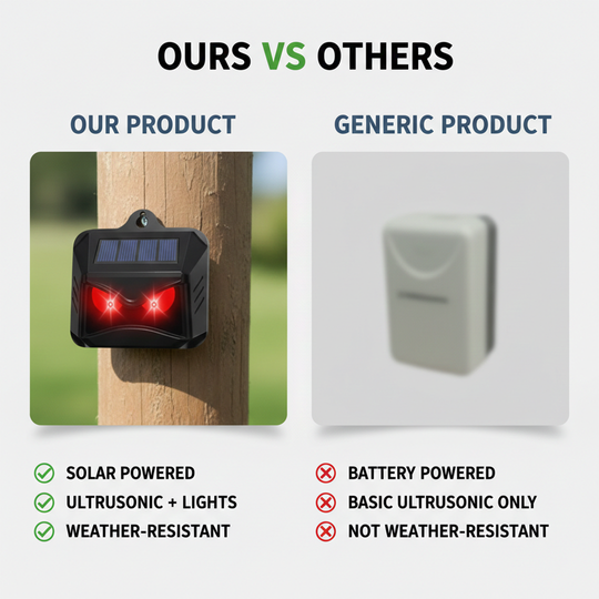 Solar Powered Ultrasonic Animal Repellent Set for Outdoor Area Protection