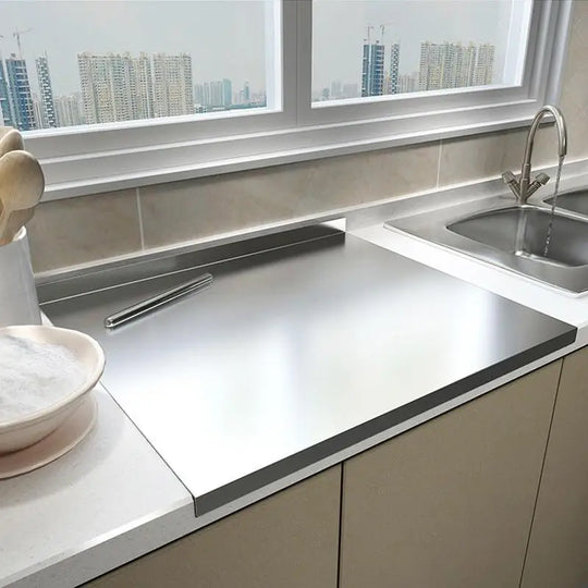 Hygienic Stainless Steel Cutting Board with Non-Slip and Sleek Edge Design