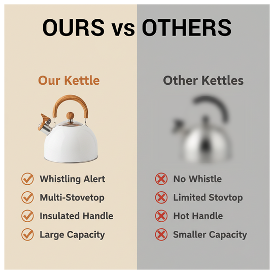 Stovetop Whistling Kettle – Stainless Steel – Handle with Thermal Barrier