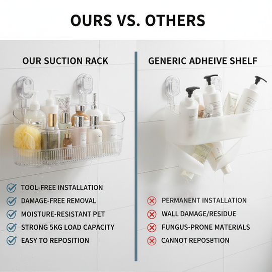 Suction Cup Bathroom Storage Rack for Organising Shower Essentials