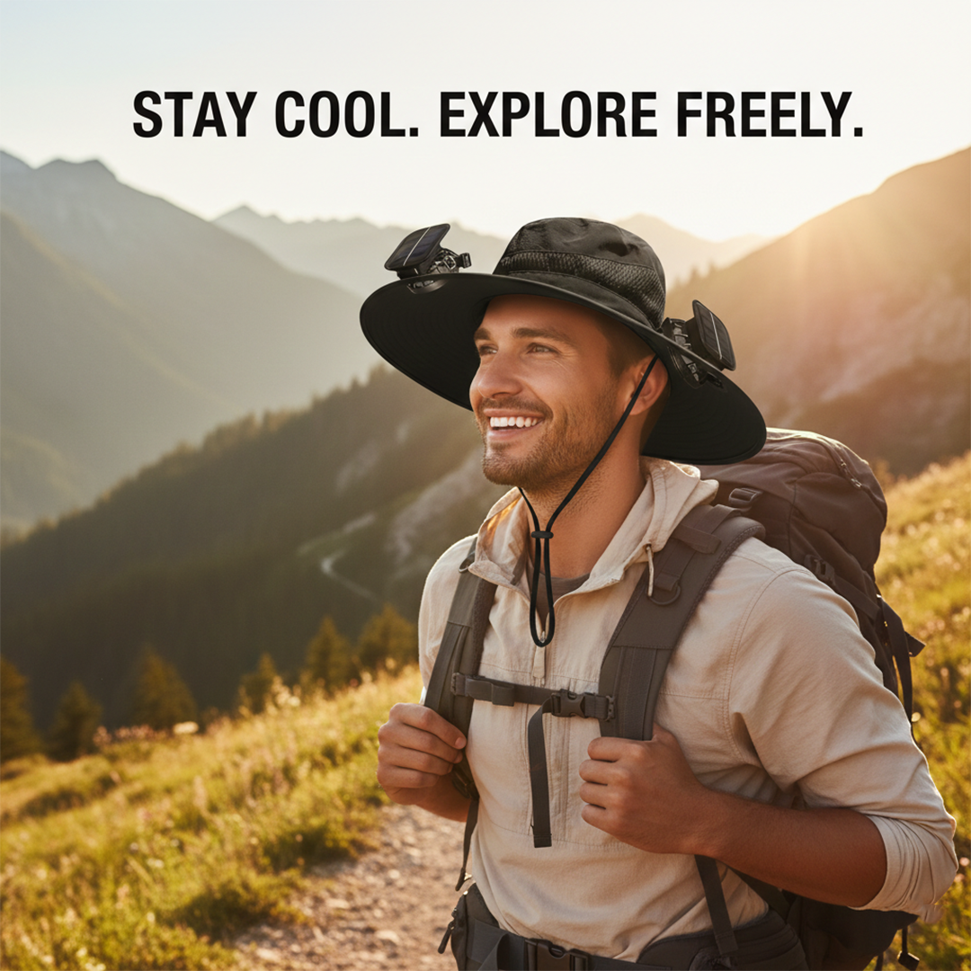 Sun Hat - Dual Fan - Solar USB