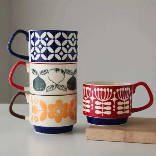 Outstanding Retro Coffee Mugs Made of Ceramic – Available in 8 Different Patterns
