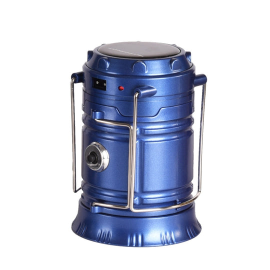LED Tent Light Solar Rechargeable Camping Lamp - Expandable Multifunctional Lantern with USB Output, EU Plug (Blue)