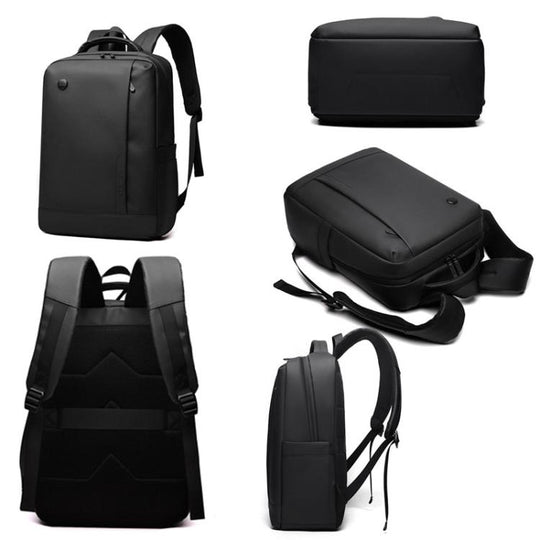 Men's 14-Inch Laptop Backpack - Waterproof Large Capacity Business Commuter Backpack (Black)