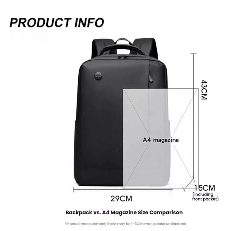 Men's 14-Inch Laptop Backpack - Waterproof Large Capacity Business Commuter Backpack (Black)