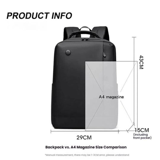 Men's 14-Inch Laptop Backpack - Waterproof Large Capacity Business Commuter Backpack (Black)