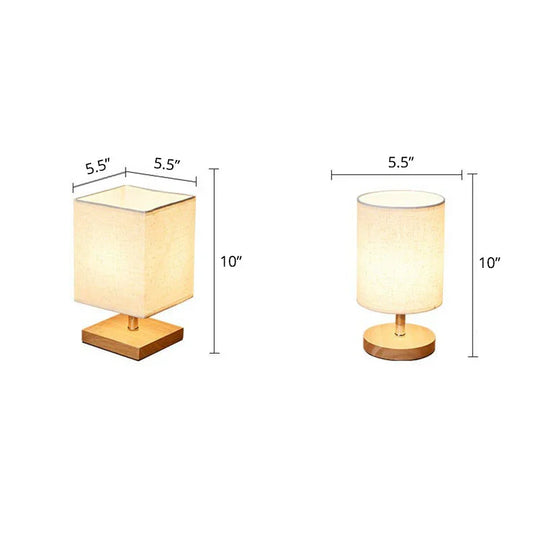 Table Lamp - Fabric Shade - Wooden Base