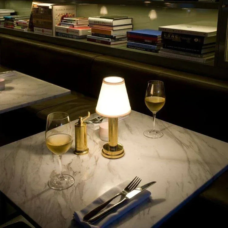 Table Lamp - Gold Base - Fabric Shade