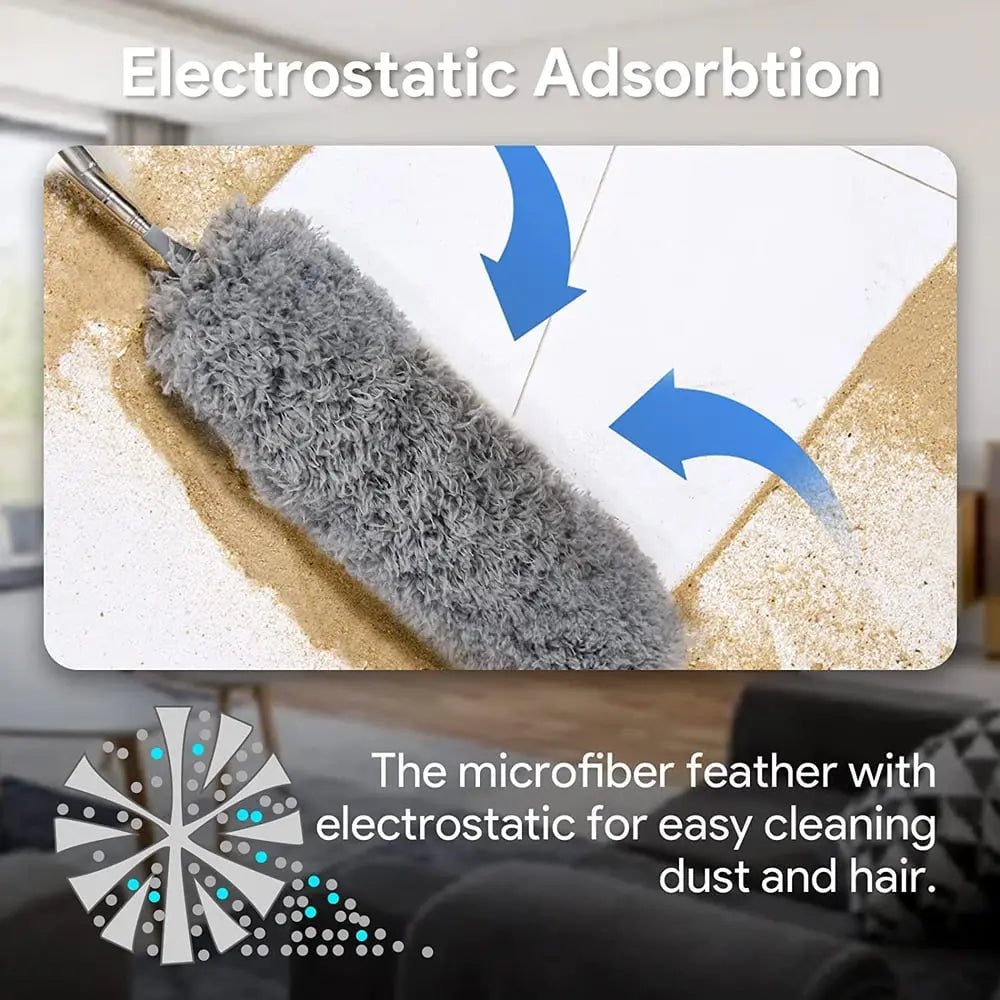 Telescopic Dust Duster with Extra Long Microfiber Head (Includes 3 Free Replacement Cleaning Heads)