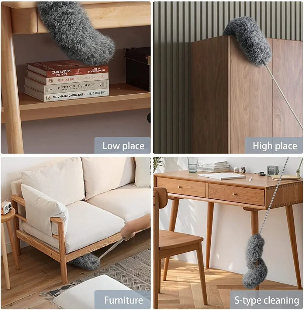 Telescopic Dust Duster with Extra Long Microfiber Head (Includes 3 Free Replacement Cleaning Heads)