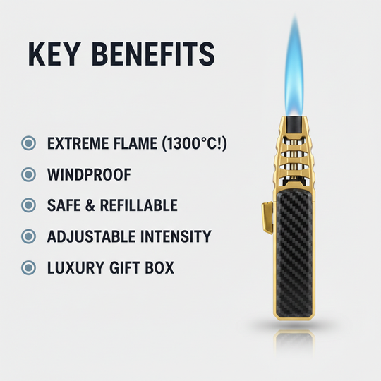 Torch Lighter - Adjustable Flame - Wind Resistant