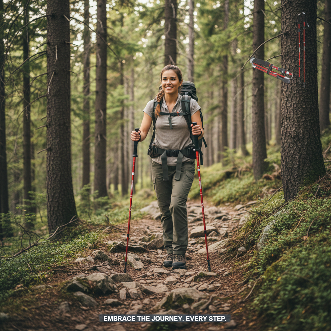 Trekking Pole - Adjustable Length - Foldable Design