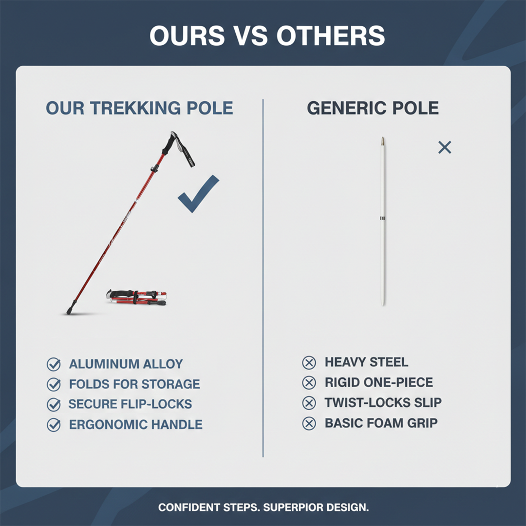 Trekking Pole - Adjustable Length - Foldable Design