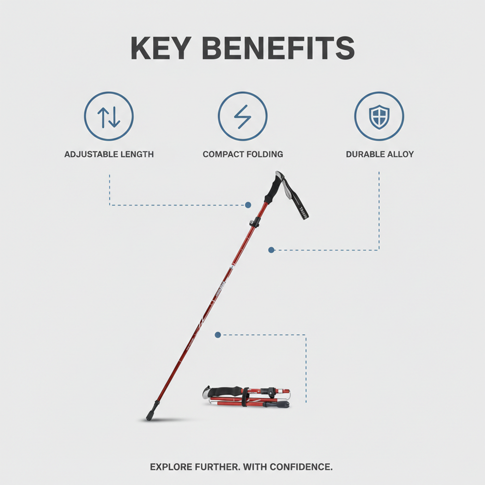Trekking Pole - Adjustable Length - Foldable Design