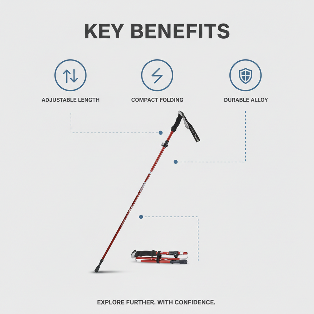 Trekking Pole - Adjustable Length - Foldable Design