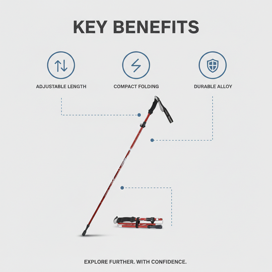 Trekking Pole - Adjustable Length - Foldable Design