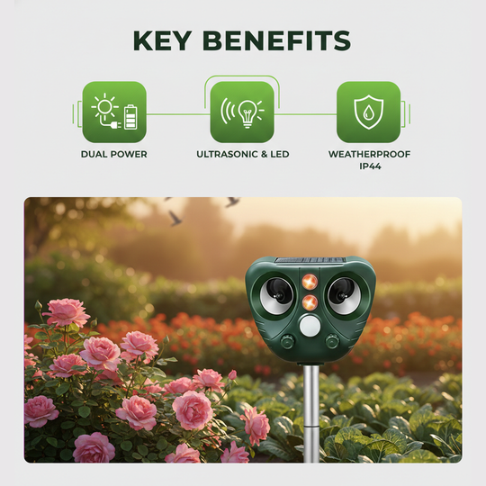 Ultrasonic Bird Repeller - Solar Powered - Outdoor Device