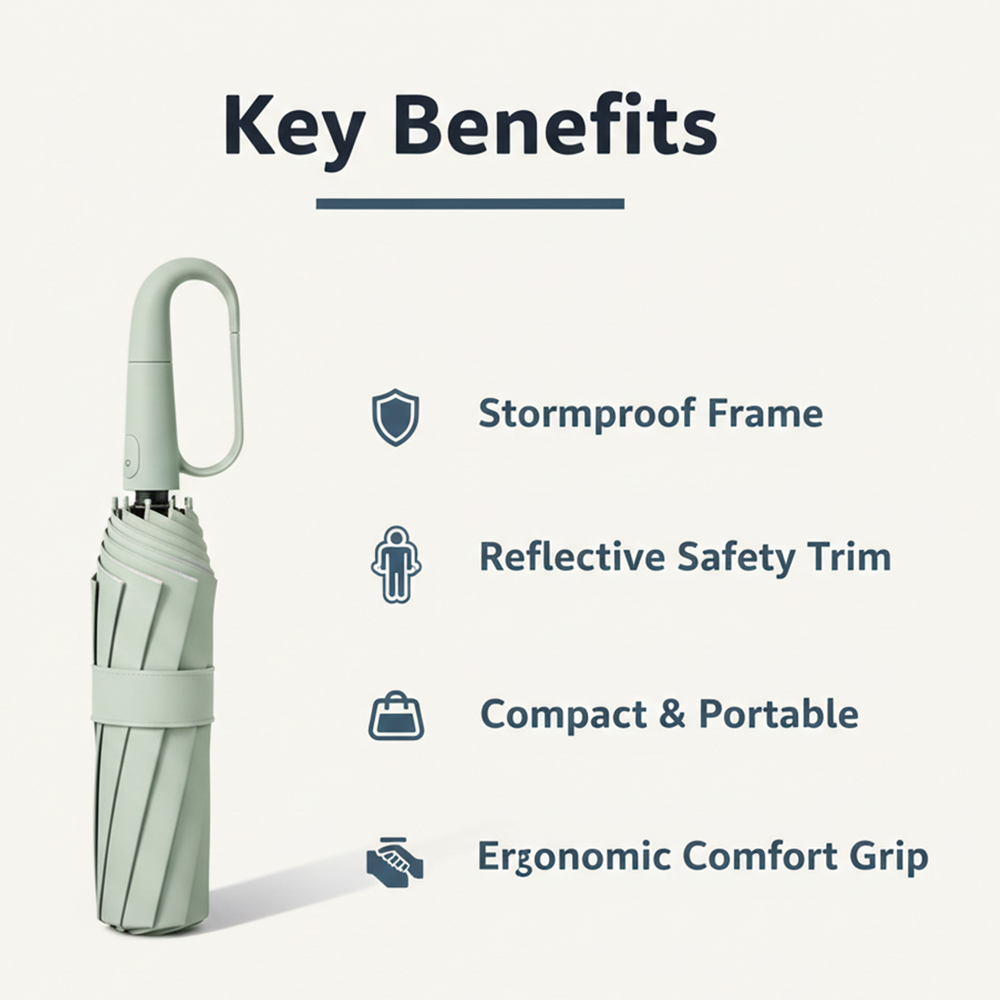Umbrella - Reflective Trim - Manual Folding