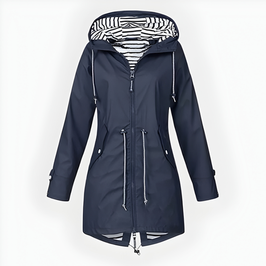 Stylish Long Rain Jacket for Women – Windproof & Waterproof Design