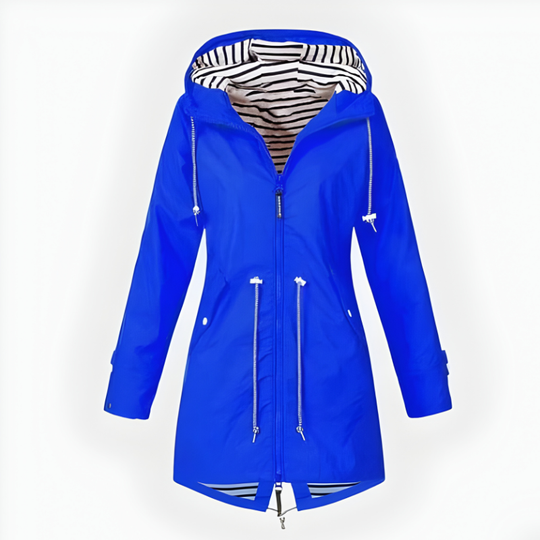 Stylish Long Rain Jacket for Women – Windproof & Waterproof Design