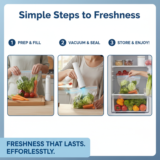 Vacuum Sealer - Rechargeable Design - Reusable Bags