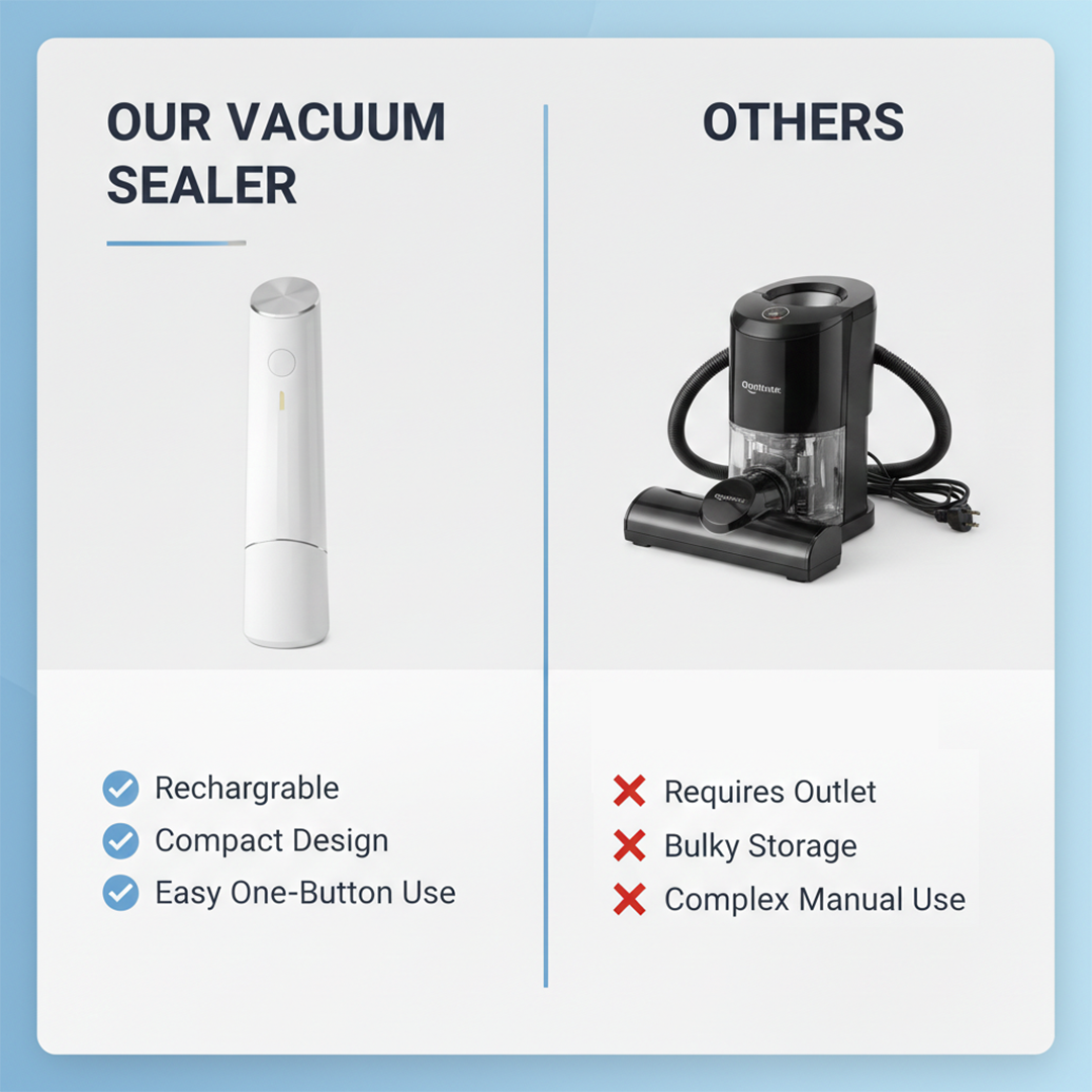 Vacuum Sealer - Rechargeable Design - Reusable Bags