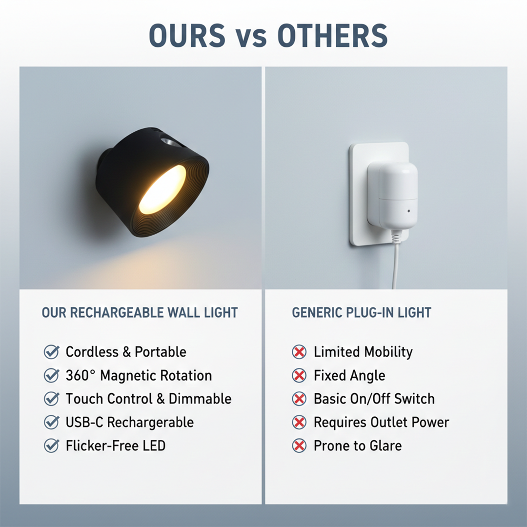 Wall Light - Rechargeable Design - Rotating Mount