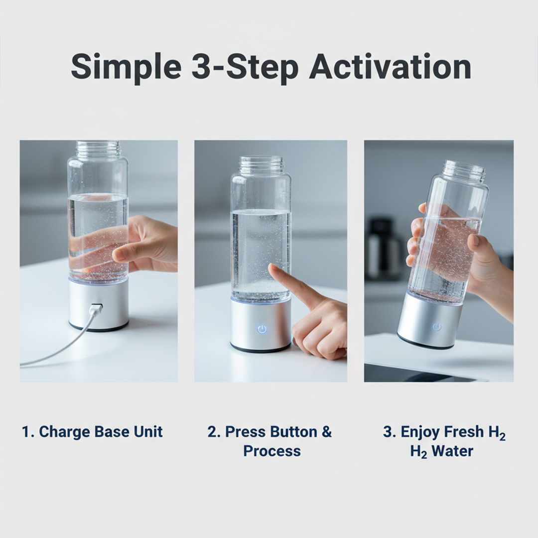 Water Bottle - Hydrogen Generator - USB Rechargeable