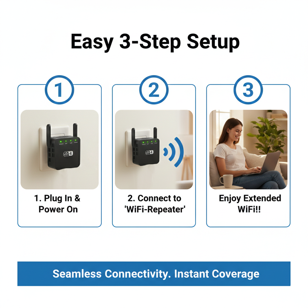 WiFi Signal Booster with Dual Antennas and 300Mbps Range Extension